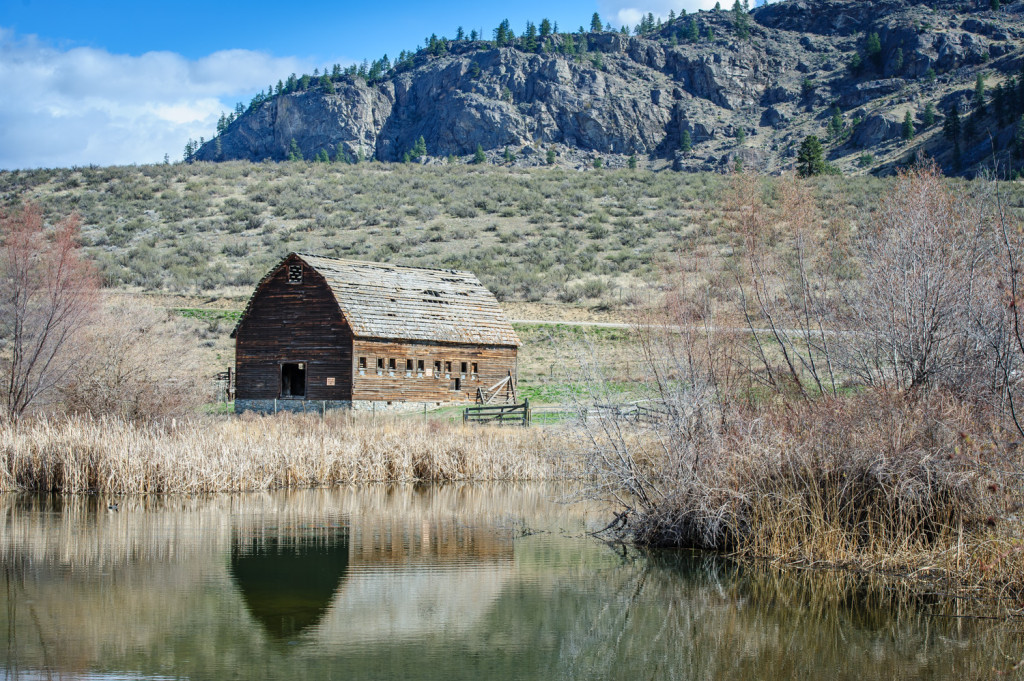 An old barn is reflected in one of the oxbows at the historic Haynes Ranch just north of Osoyoos, B.C. (Richard McGuire Photo)