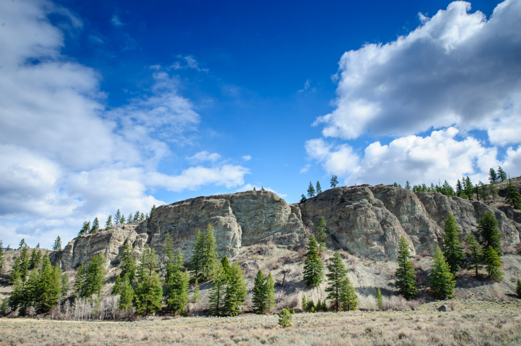 Steep rock formations rise from the sagebrush grasslands near White Lake, north of Oliver, B.C. (Richard McGuire Photo)